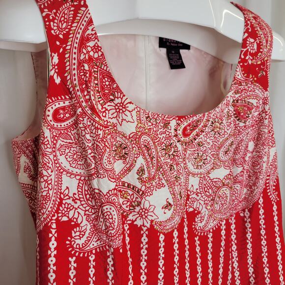 Signature by Robbie Bee Red White Paisley Print Tank Dress, 14 - Picture 6 of 11